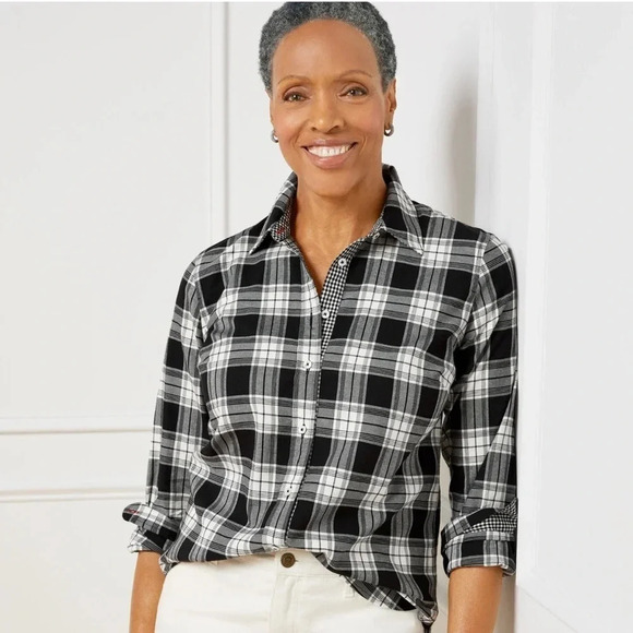 Talbots Women’s Large Button Up Long Sleeve Plaid Shirt - Picture 6 of 6